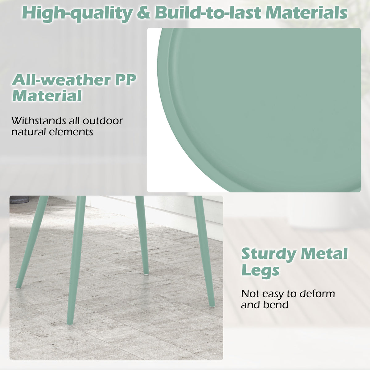 3 Piece Patio Chair Set with Table - Green