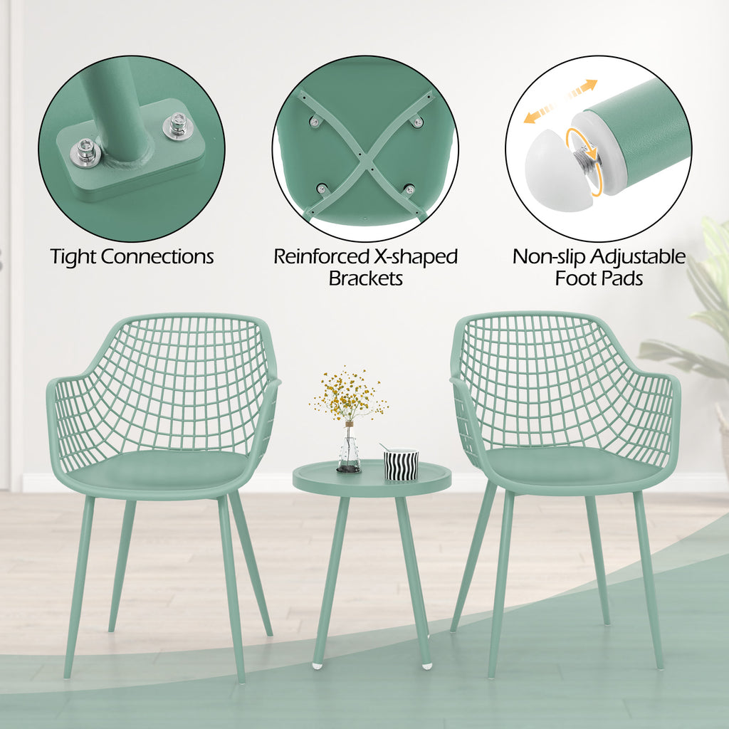 3 Piece Patio Chair Set with Table - Green