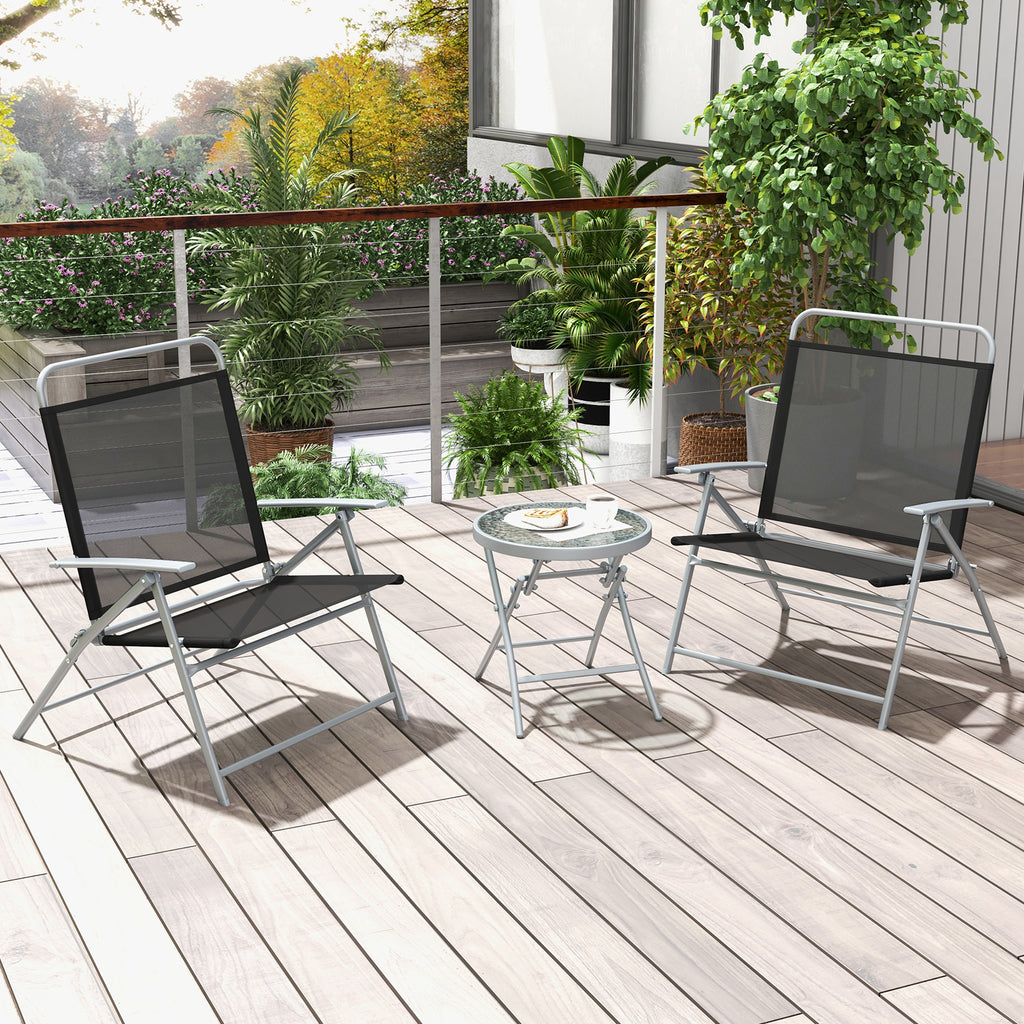 3-Piece Folding Patio Chair Set with Glass Table