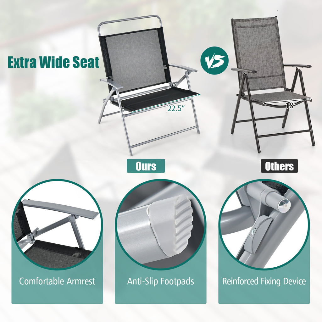 3-Piece Folding Patio Chair Set with Glass Table