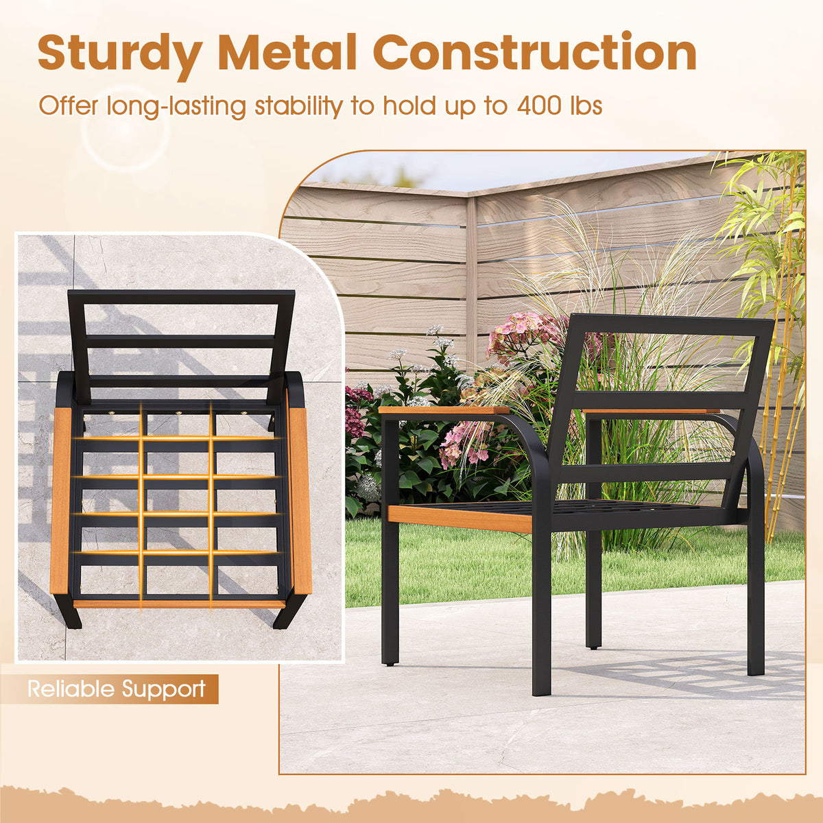 3 Piece Patio Conversation Set with Coffee Table - Gray