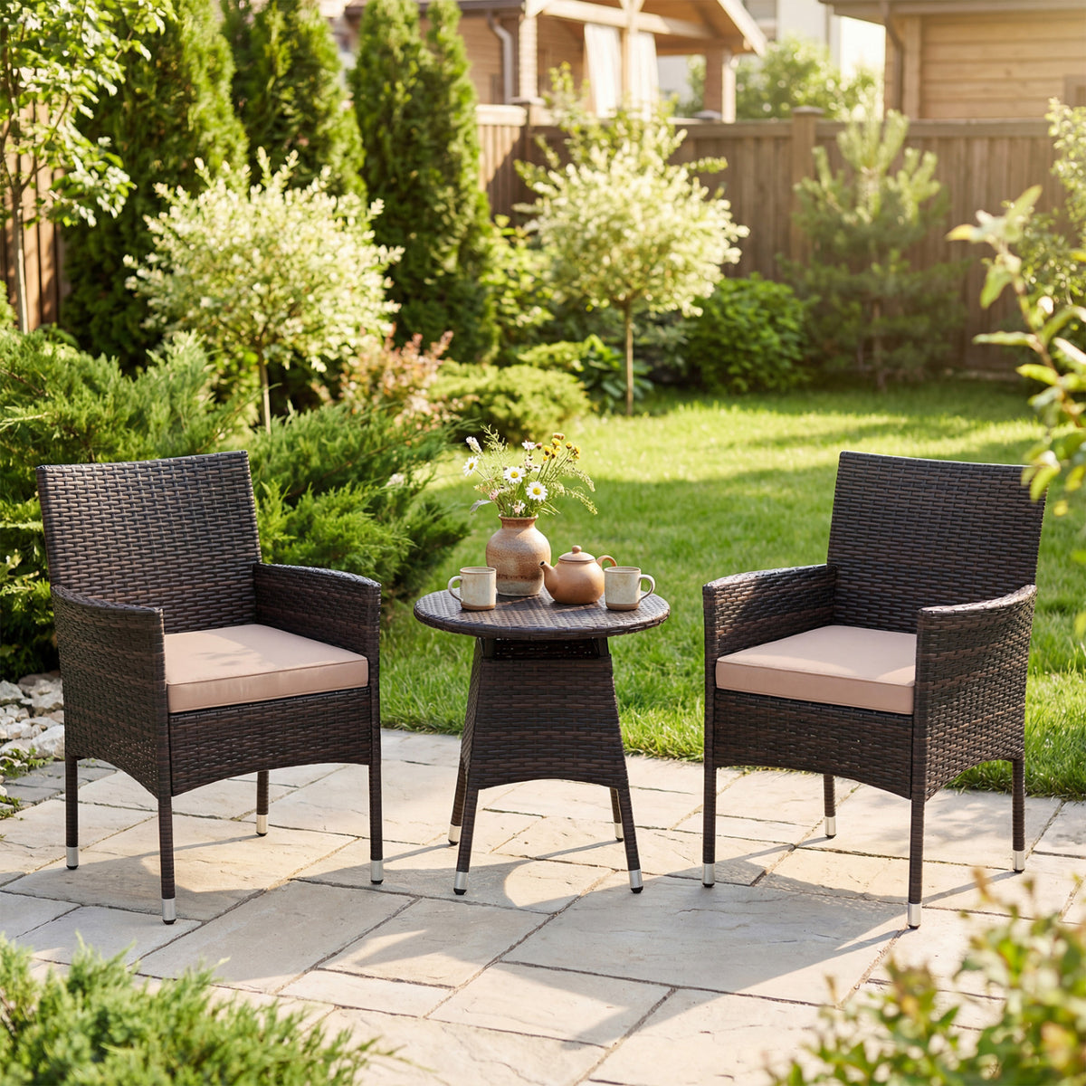 3 Piece Patio Furniture Set Outside Bistro for Porch
