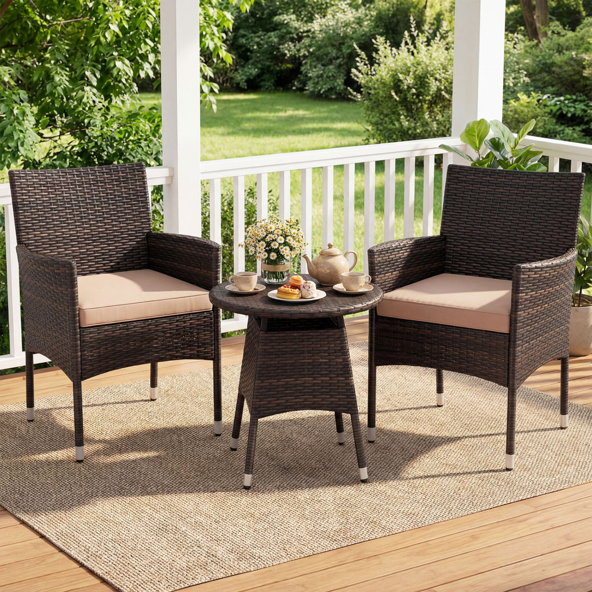 3 Piece Patio Furniture Set Outside Bistro for Porch