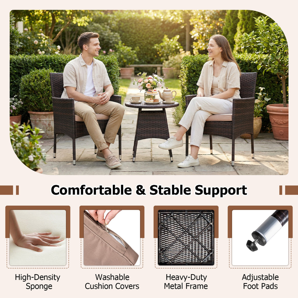 3 Piece Patio Furniture Set Outside Bistro for Porch