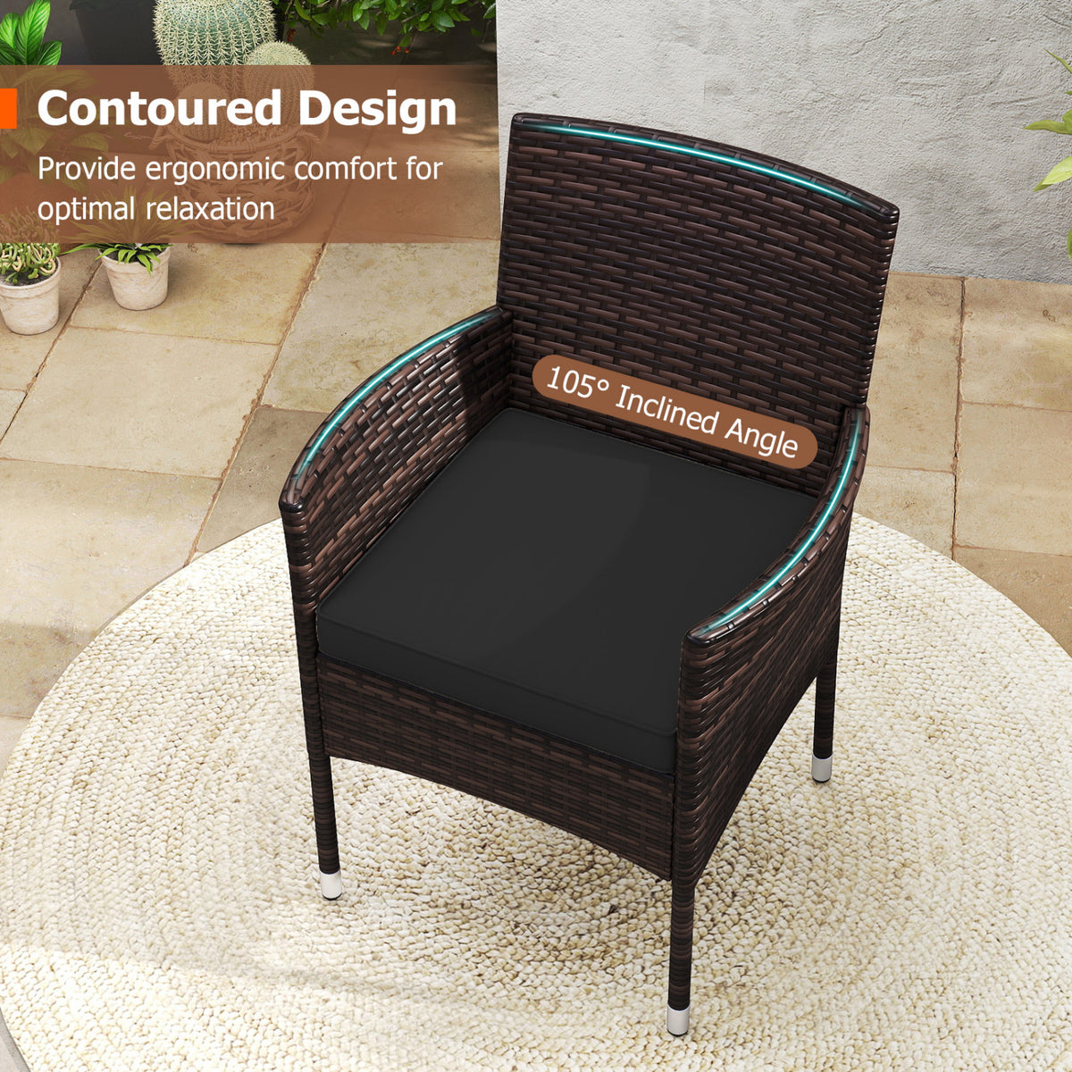 3 Piece Patio Furniture Set Outside Bistro for Porch