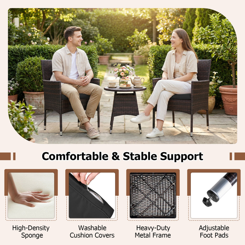 3 Piece Patio Furniture Set Outside Bistro for Porch
