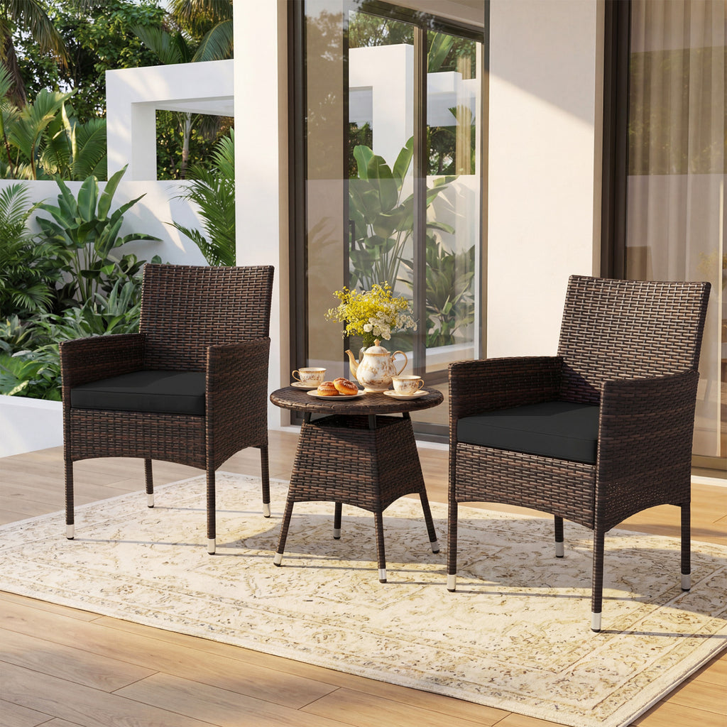 3 Piece Patio Furniture Set Outside Bistro for Porch