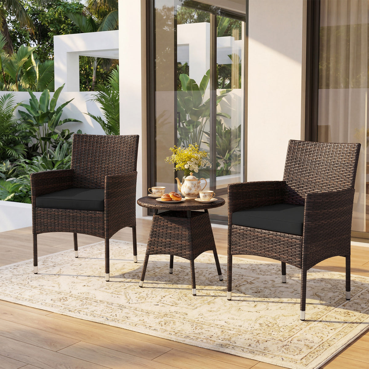 3 Piece Patio Furniture Set Outside Bistro for Porch