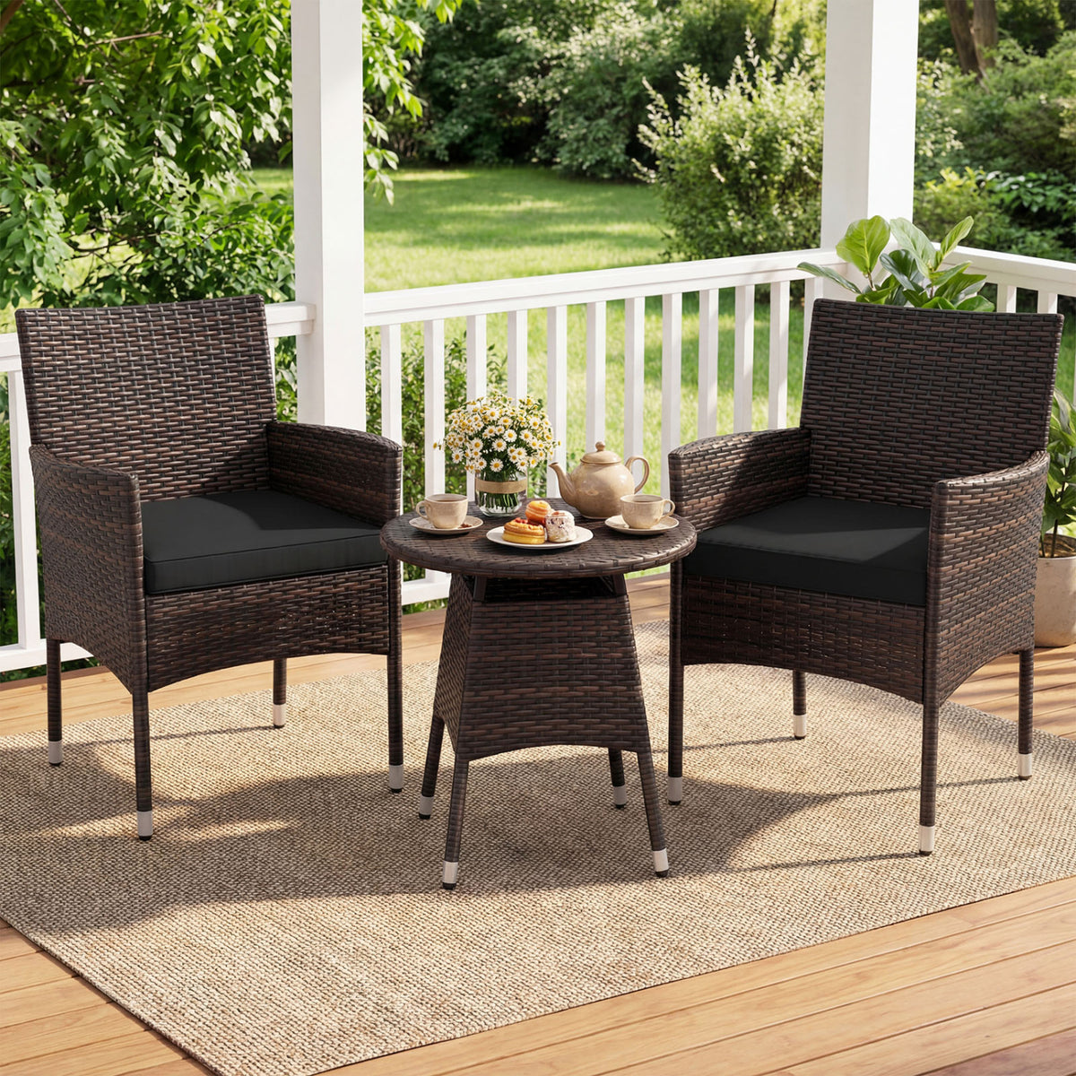 3 Piece Patio Furniture Set Outside Bistro for Porch