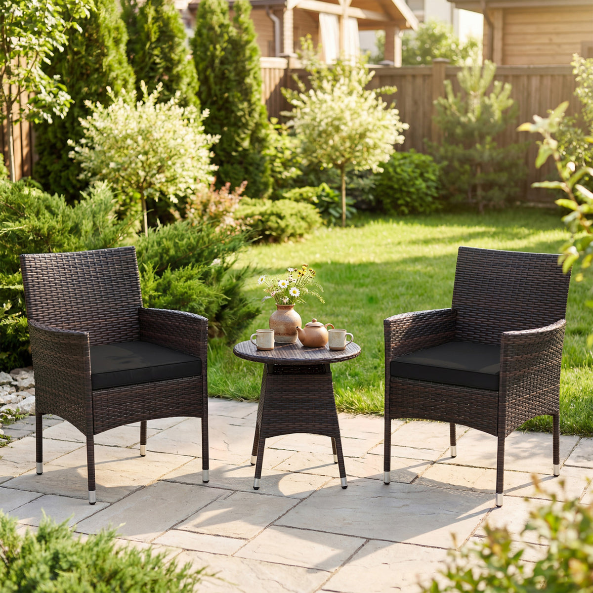 3 Piece Patio Furniture Set Outside Bistro for Porch