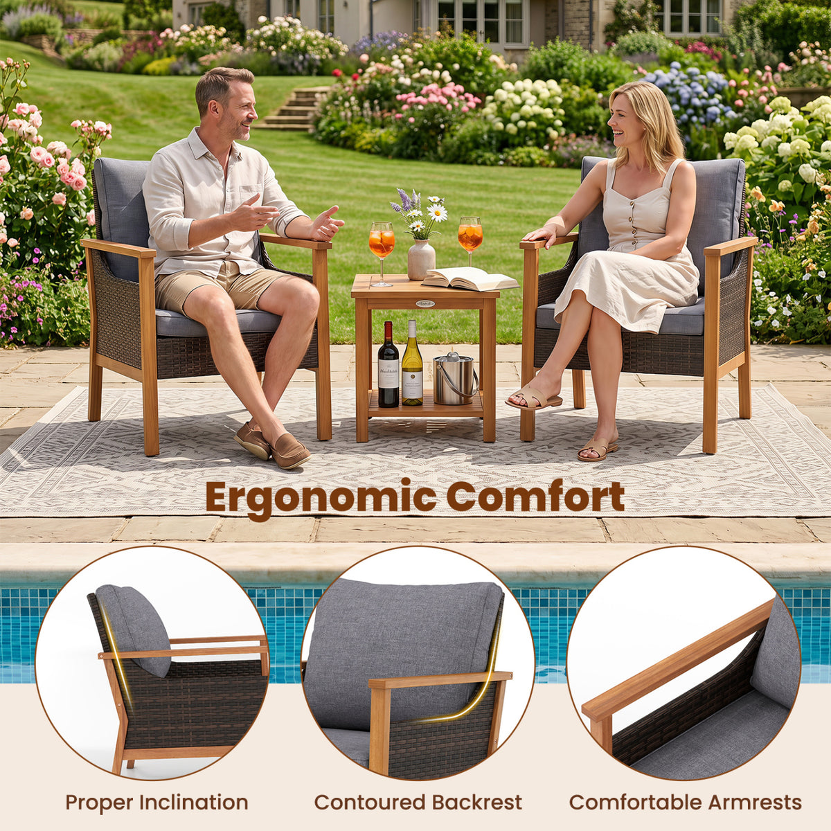 3 Piece Patio Furniture Set