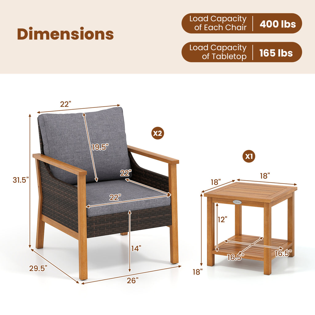 3 Piece Patio Furniture Set