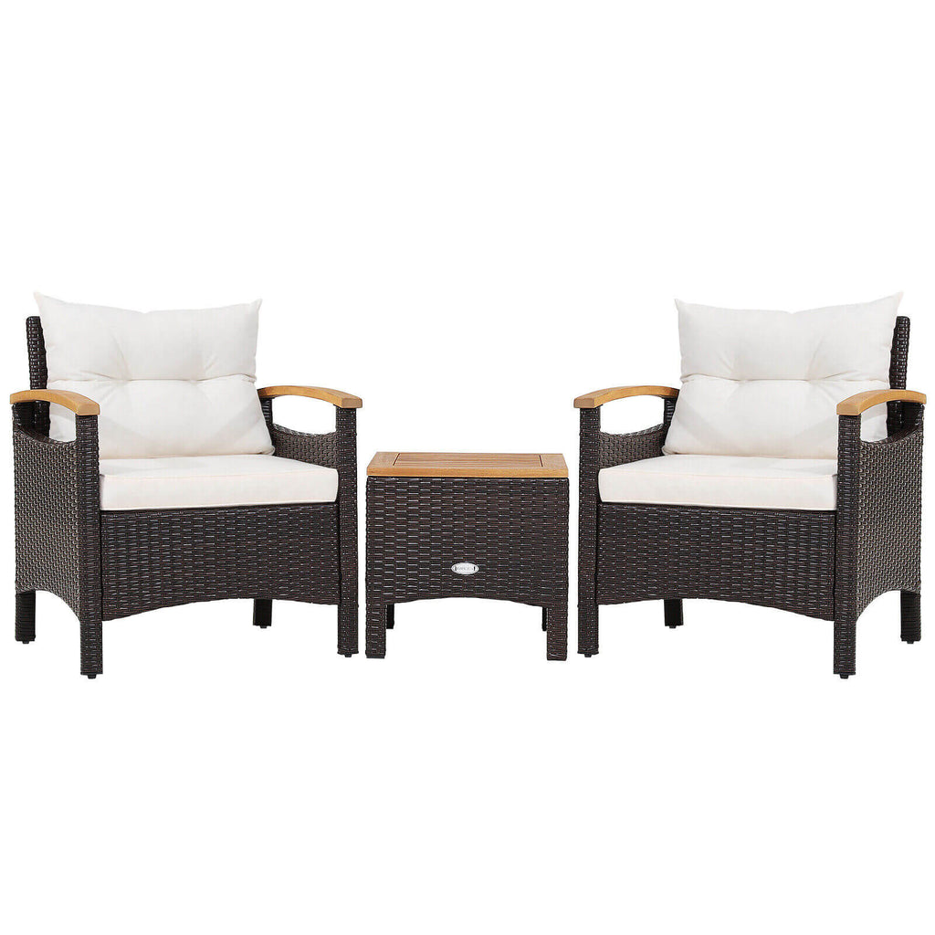 3-Piece Patio Rattan Furniture Set with Cushions – Navy