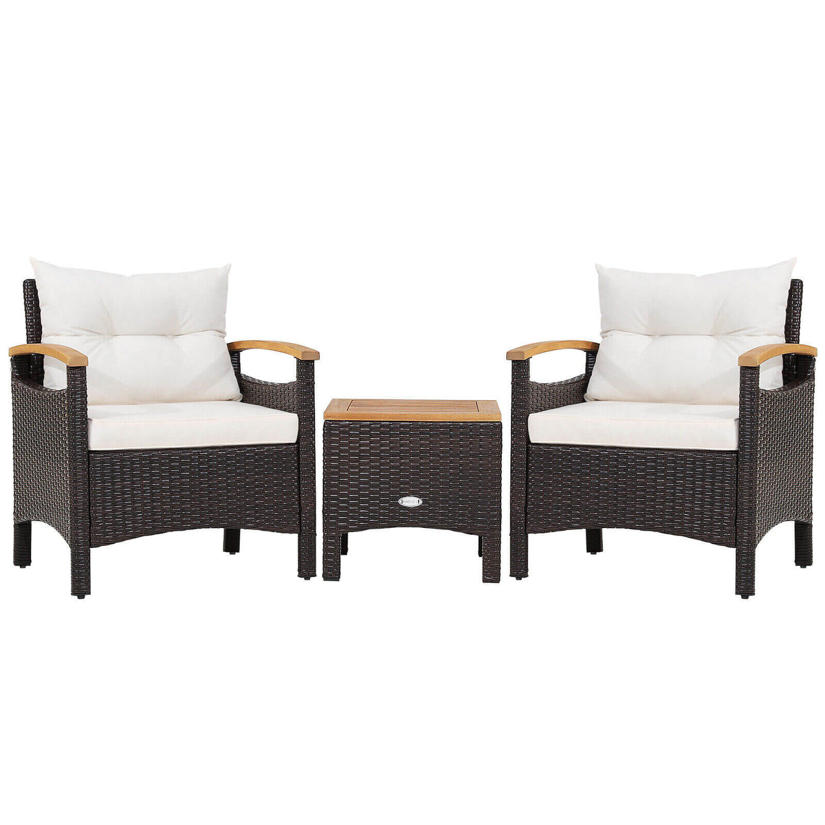 3-Piece Patio Rattan Furniture Set with Cushions – Navy