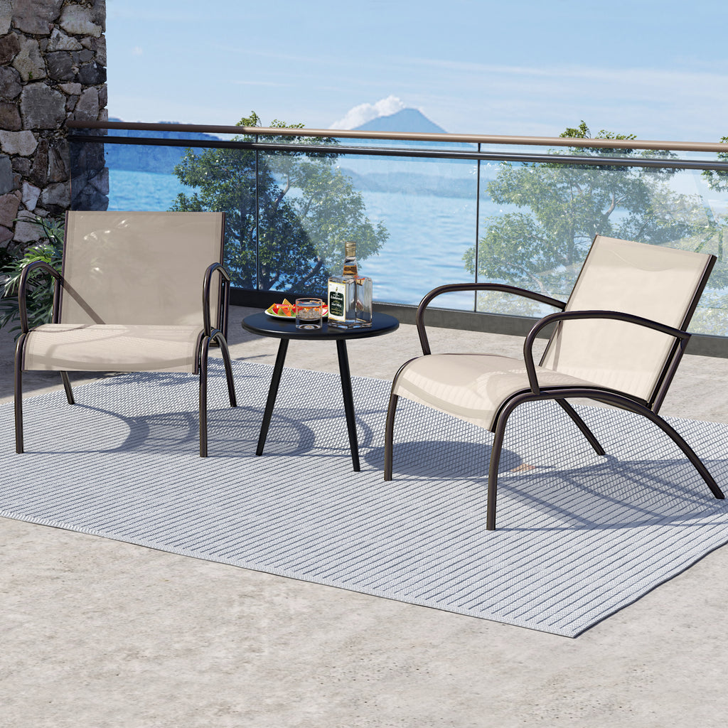 3-Piece Patio Armchair and Side Table Set - Rustic Brown