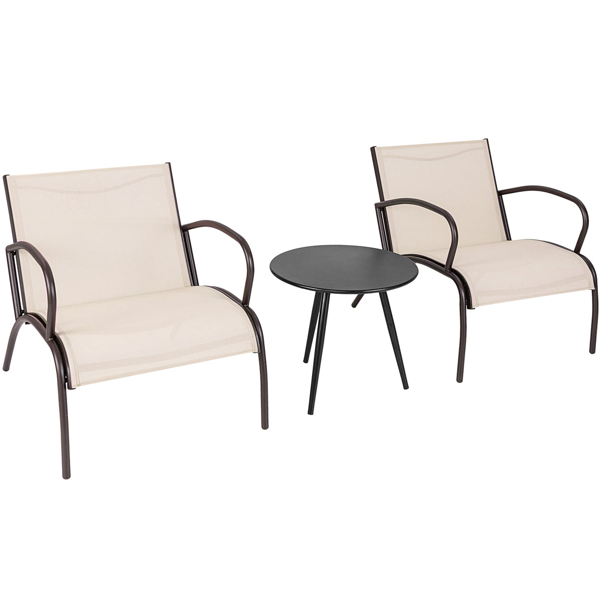 3-Piece Patio Armchair and Side Table Set - Rustic Brown