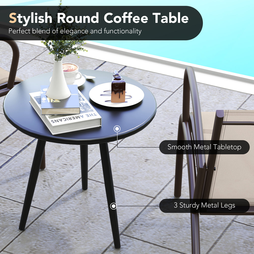3-Piece Patio Armchair and Side Table Set - Rustic Brown