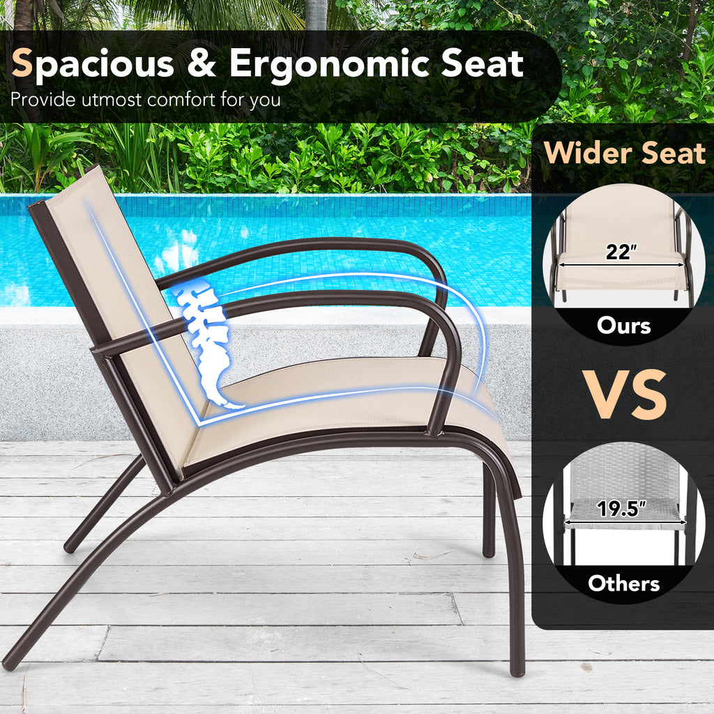 3-Piece Patio Armchair and Side Table Set - Rustic Brown