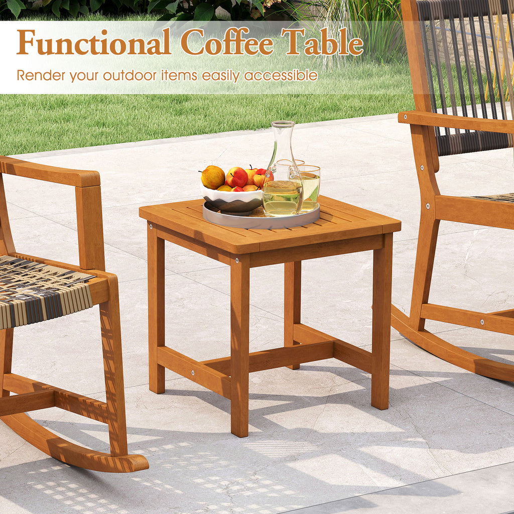 3-Piece Acacia Wood Rocking Patio Set with Rattan Seats