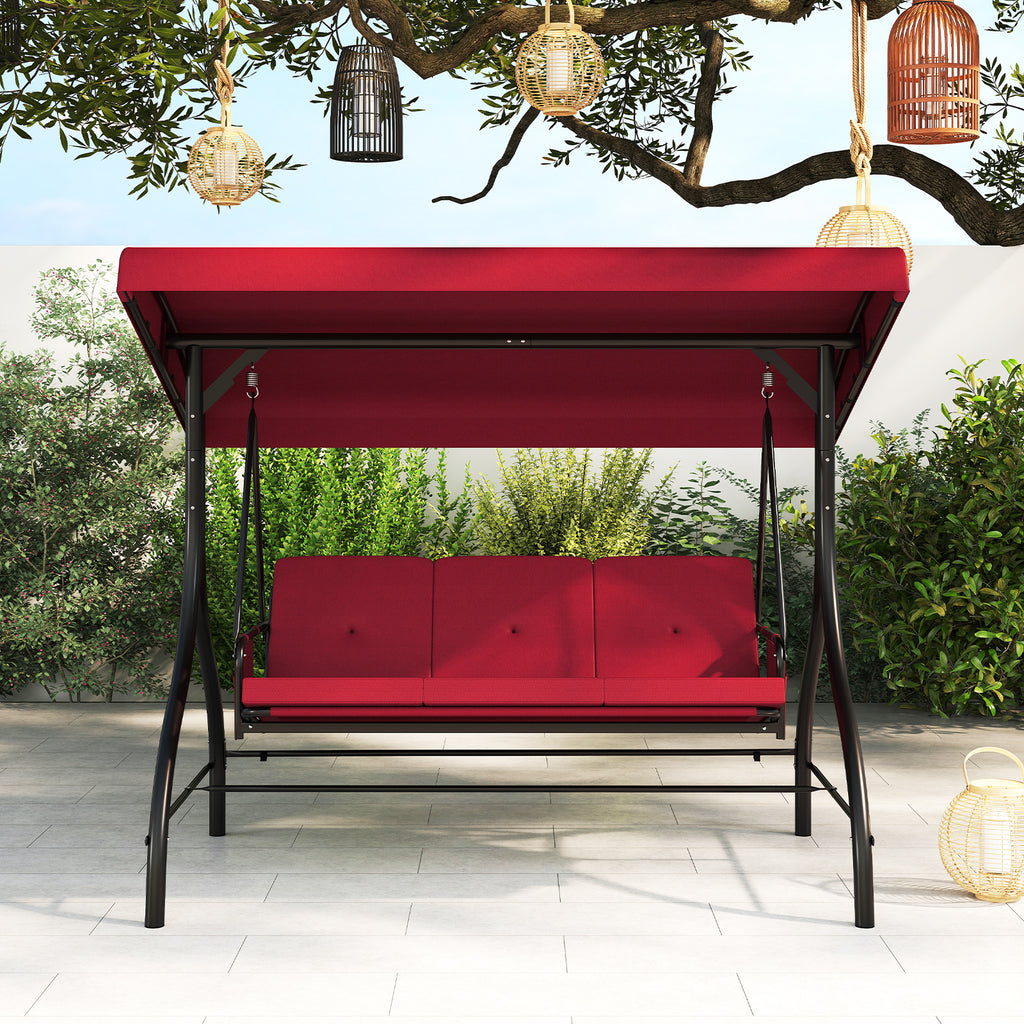 3-Piece Patio Swing with Canopy Removable Cushions and Side Pockets