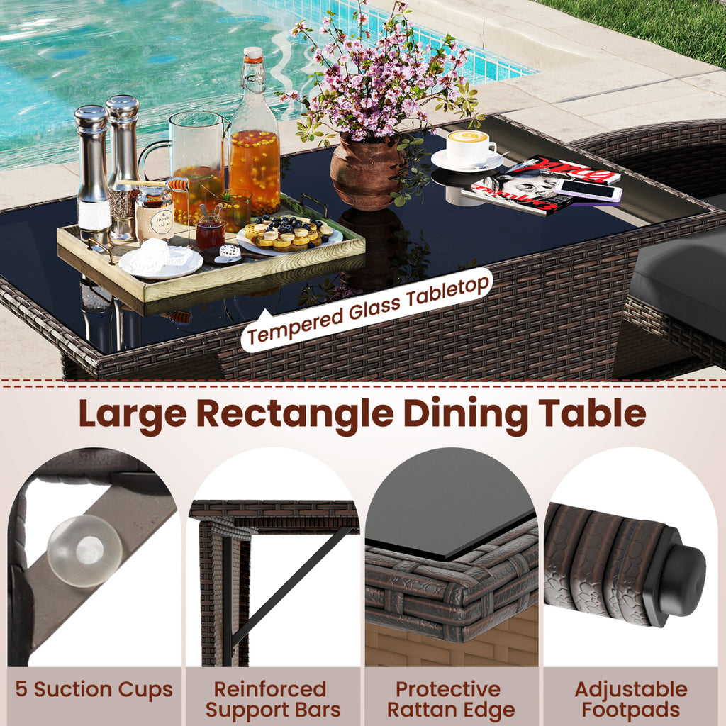 3-Piece Patio Wicker Dining Set with Tempered Glass Table – Gray