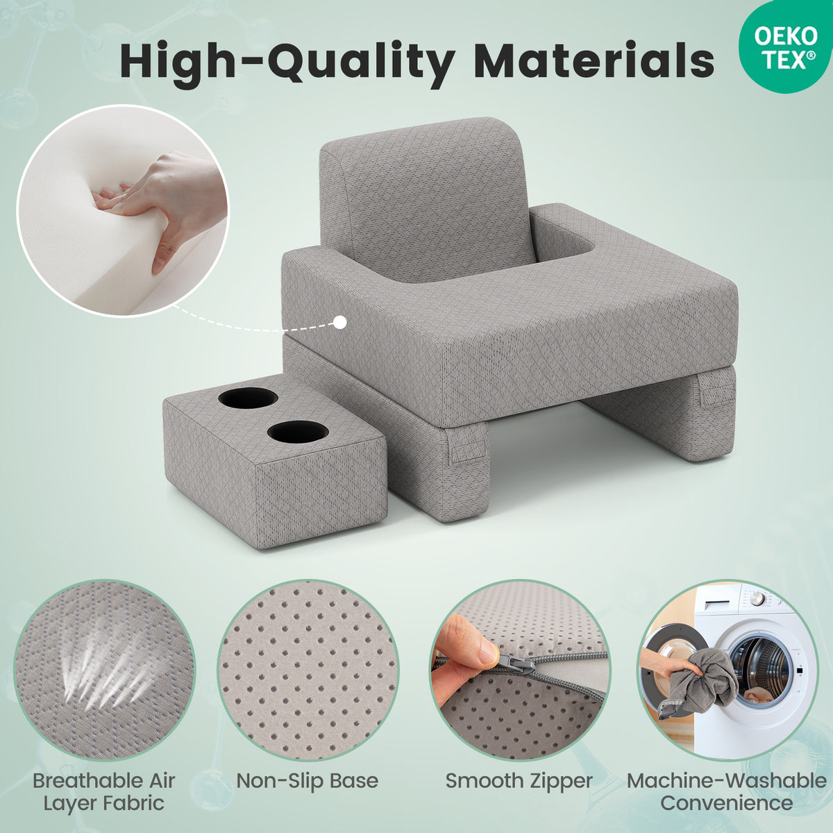 Reading Pillow Lap Desk Set with Coasters - Gray
