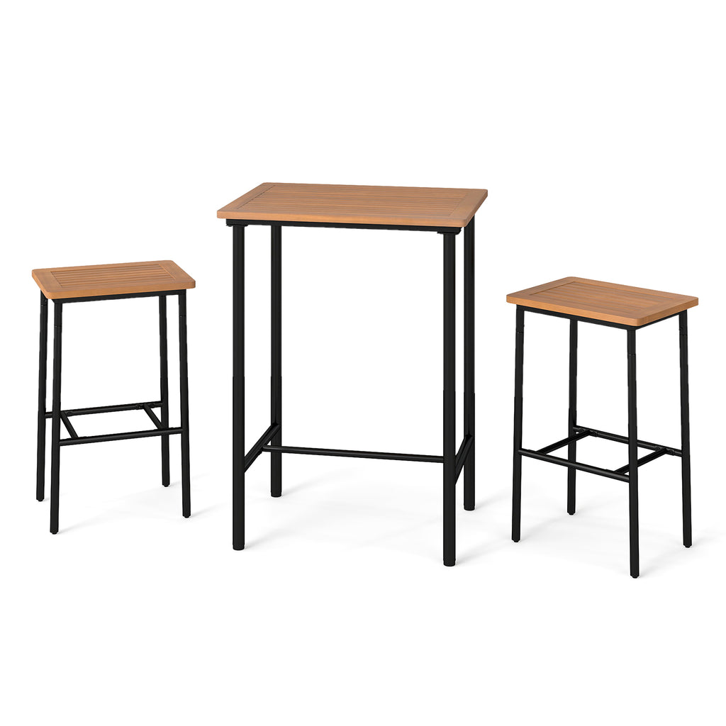 3-Piece Acacia Wood Patio Bar Set