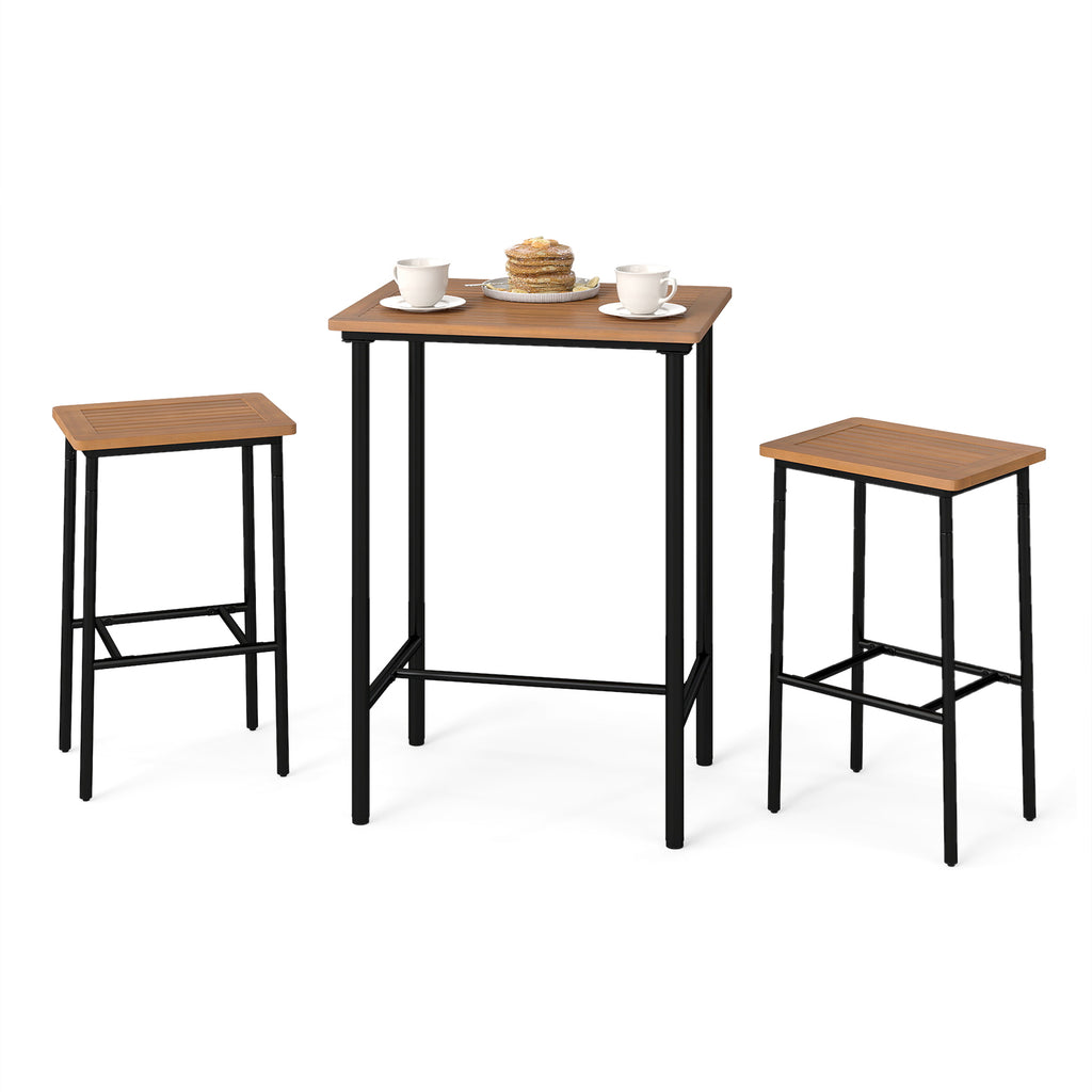 3-Piece Acacia Wood Patio Bar Set
