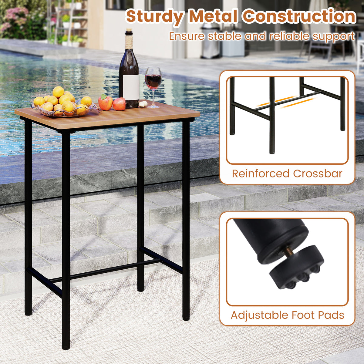 3-Piece Acacia Wood Patio Bar Set