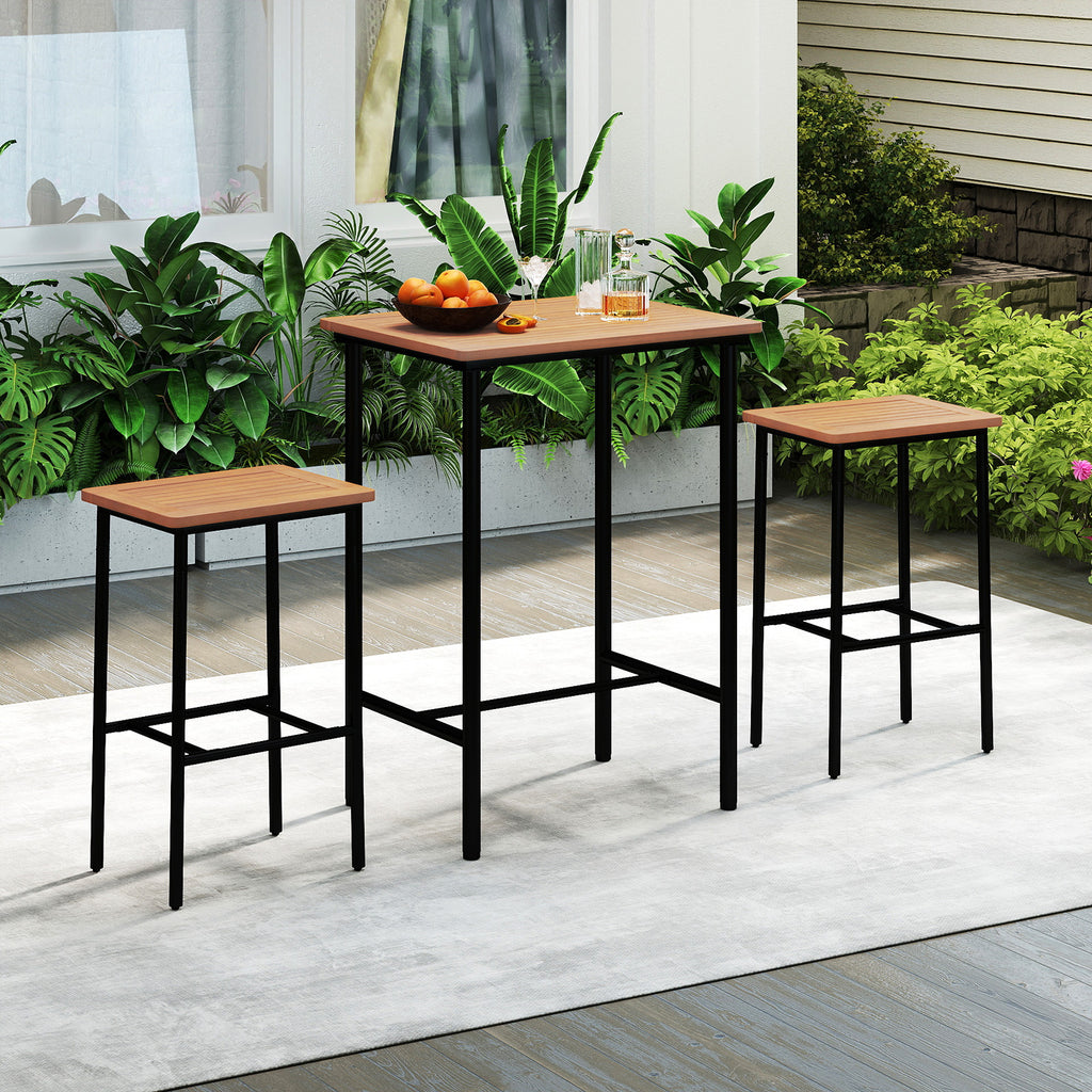 3-Piece Acacia Wood Patio Bar Set