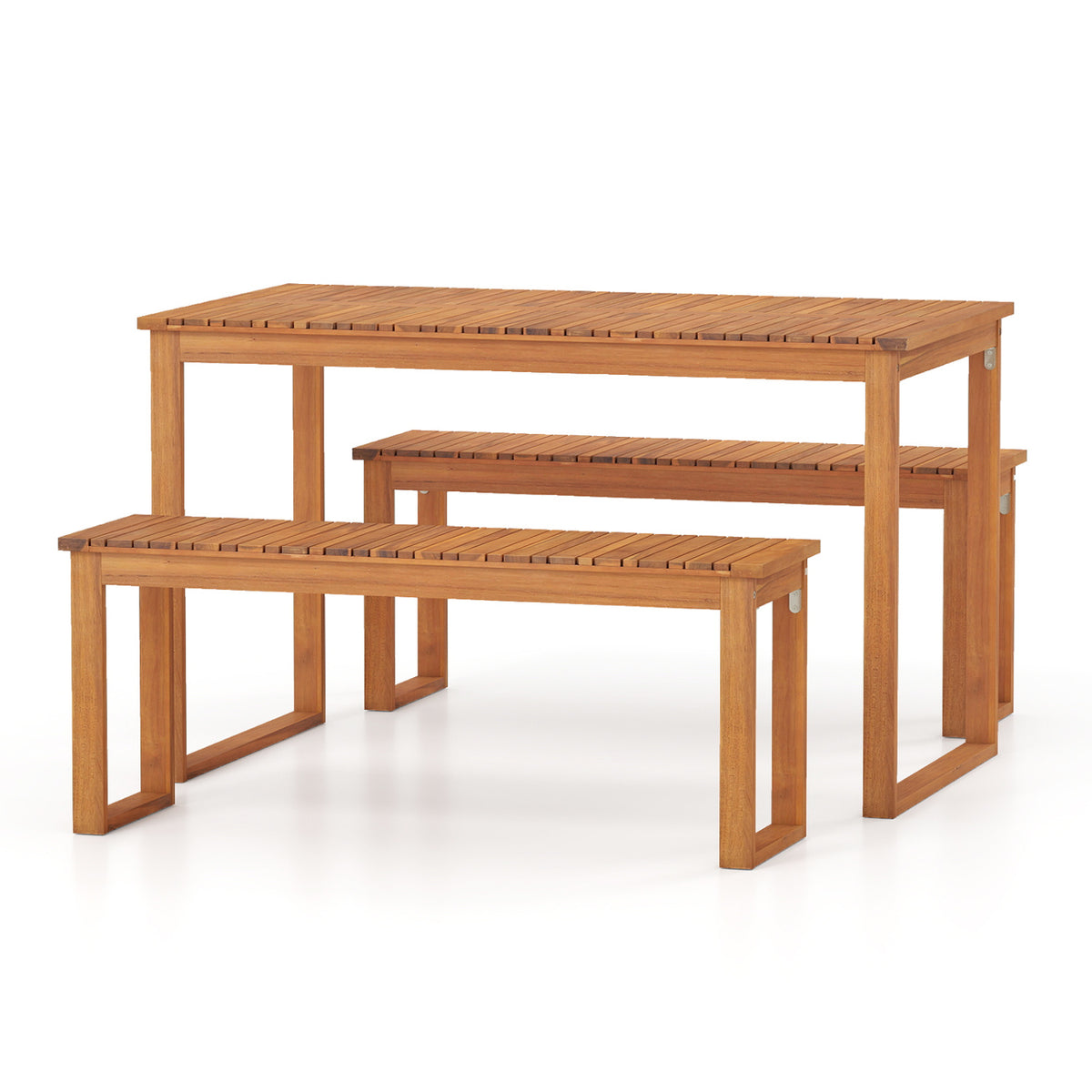 Acacia Wood Patio Dining Set - 3 Pieces with Cushions