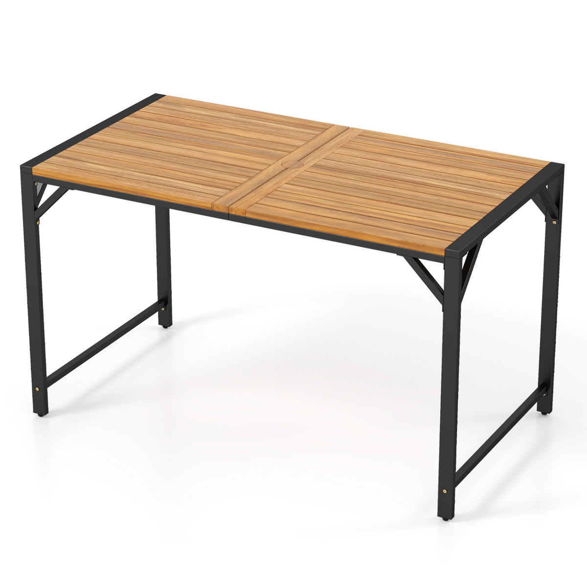 Acacia Wood Patio Dining Table 63" x 36" - Umbrella Hole