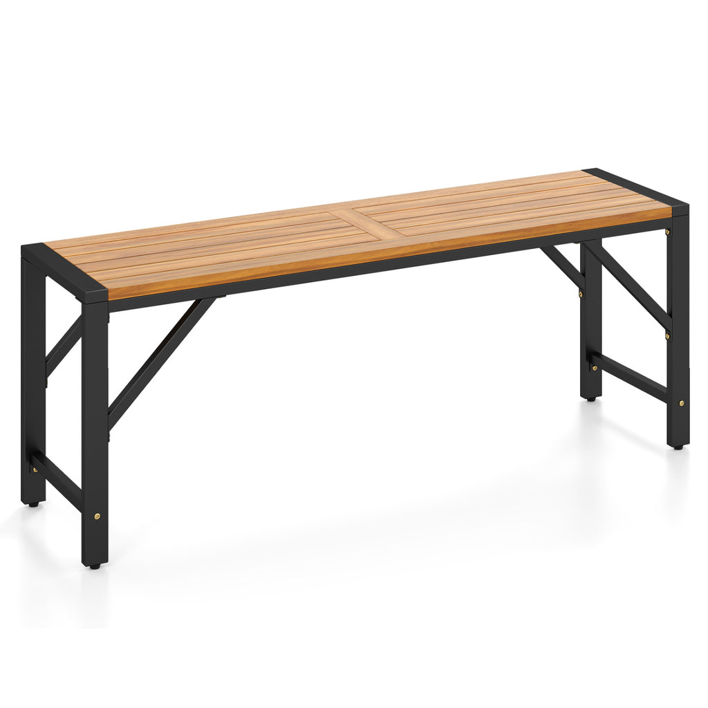 61 Inch Patio Dining Bench Backless - Acacia Wood