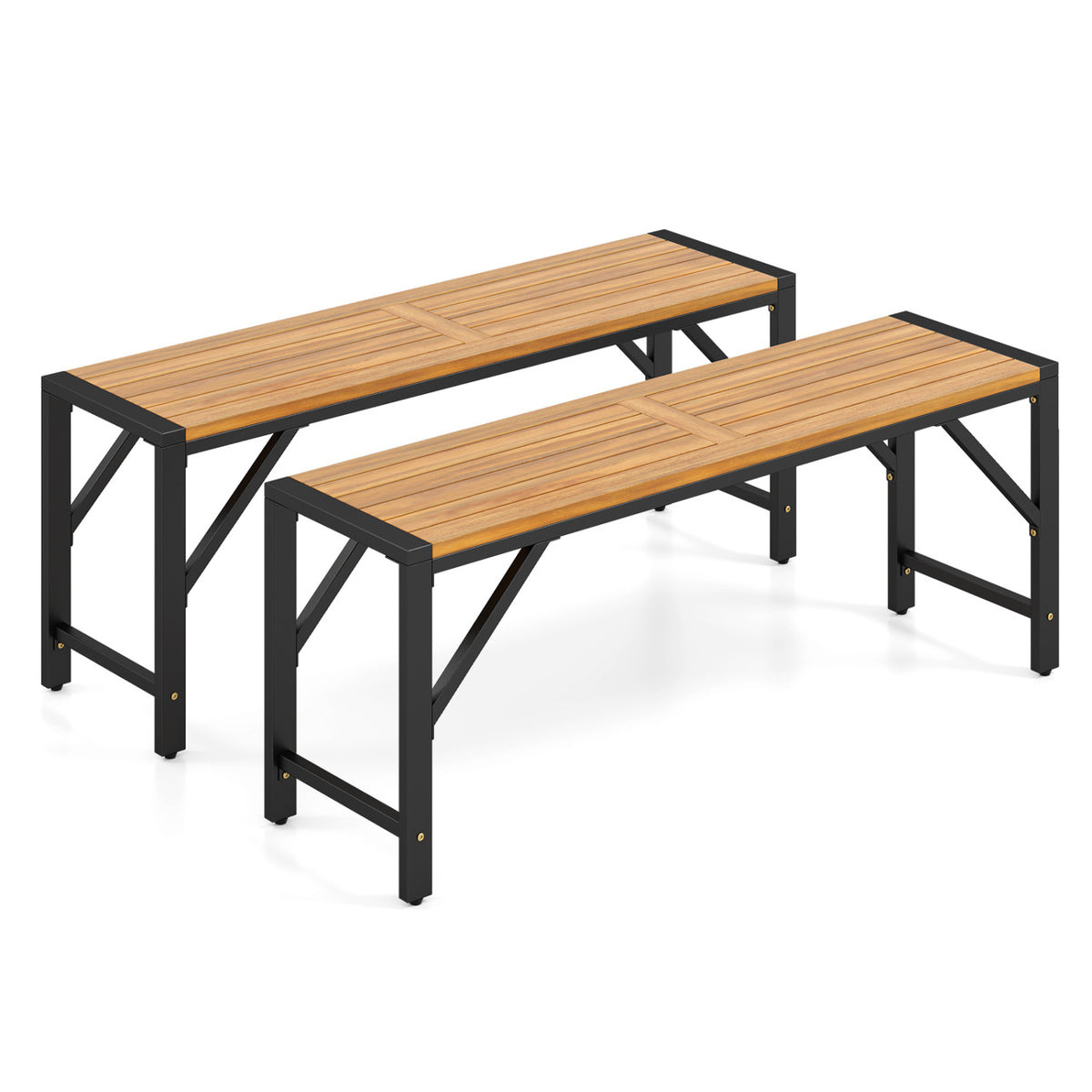 Folding Picnic Bench Set Rectangular Acacia Wood Dining Camping BBQ