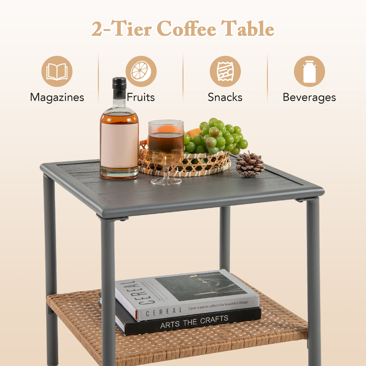 3 Pieces Corner Patio Furniture with Small Coffee Table