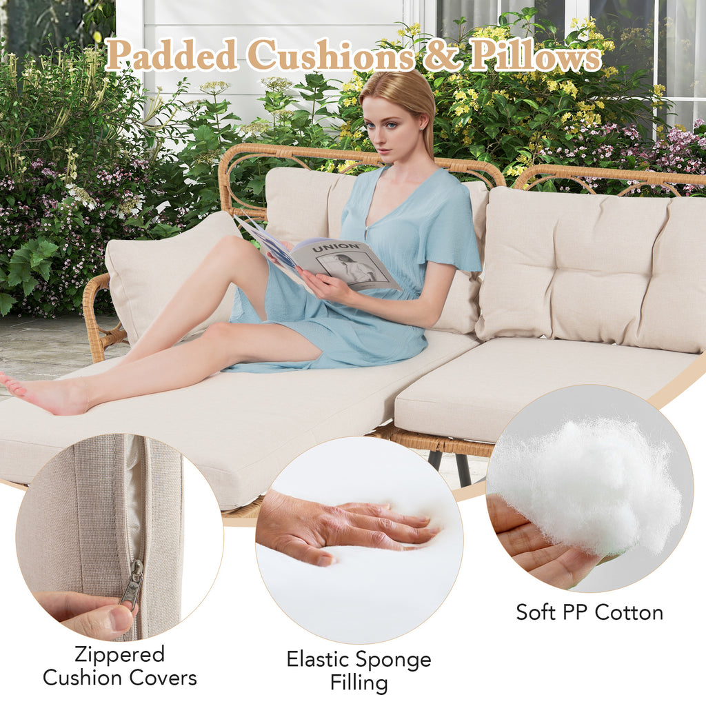 3 Pieces Corner Patio Furniture with Small Coffee Table