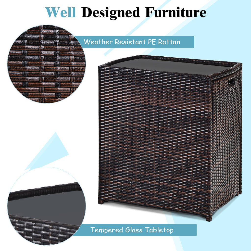 3-Piece Cushioned Wicker Patio Bistro Set