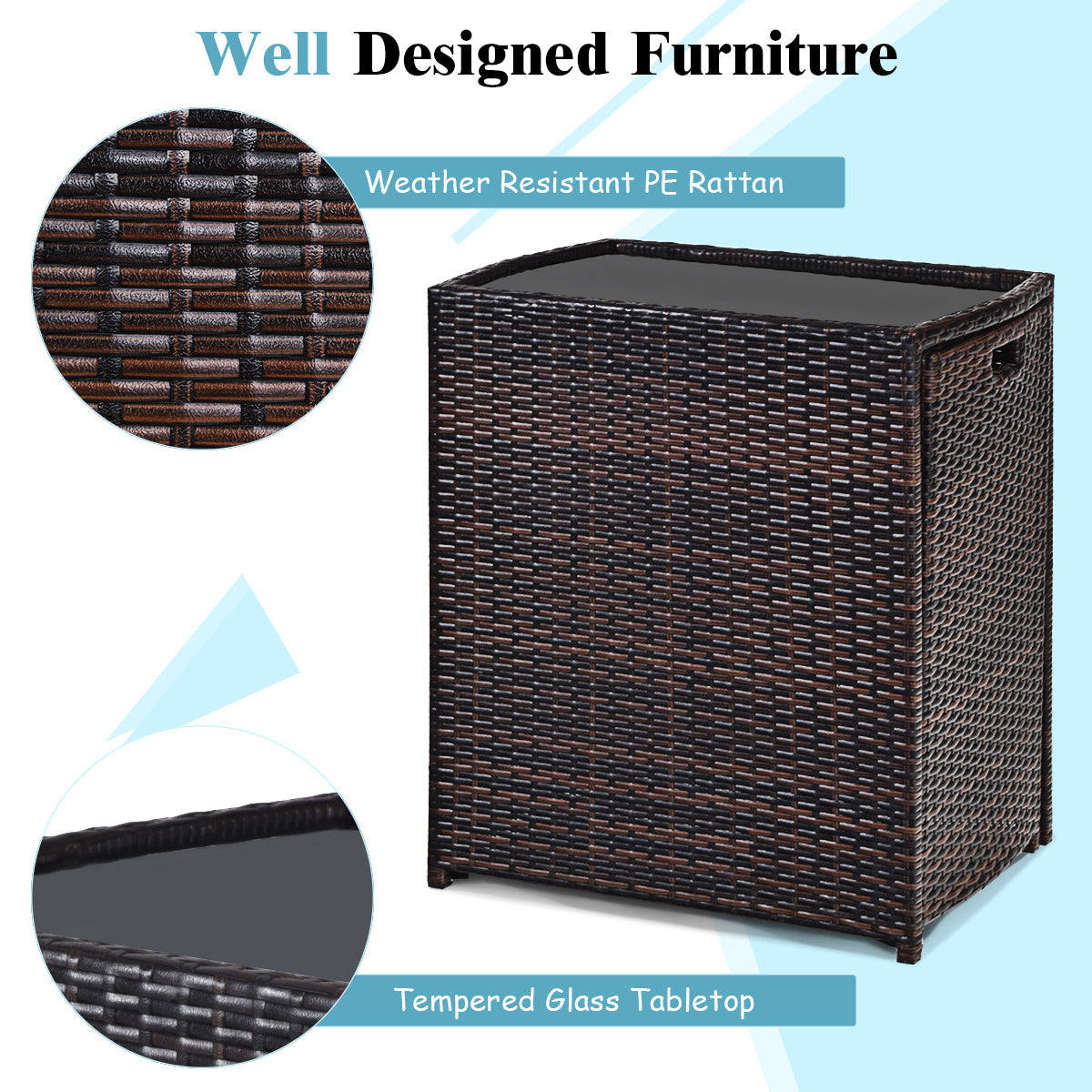 3-Piece Cushioned Wicker Patio Bistro Set