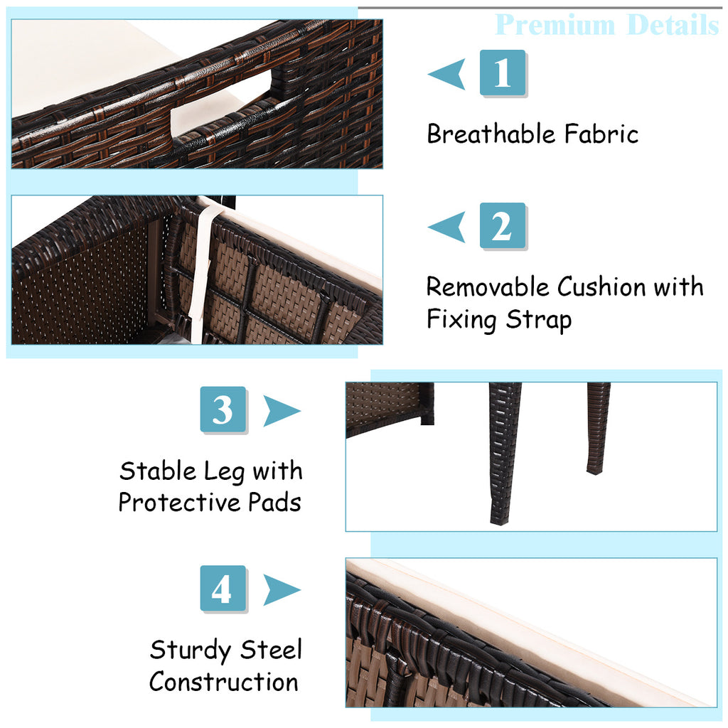 3-Piece Cushioned Wicker Patio Bistro Set