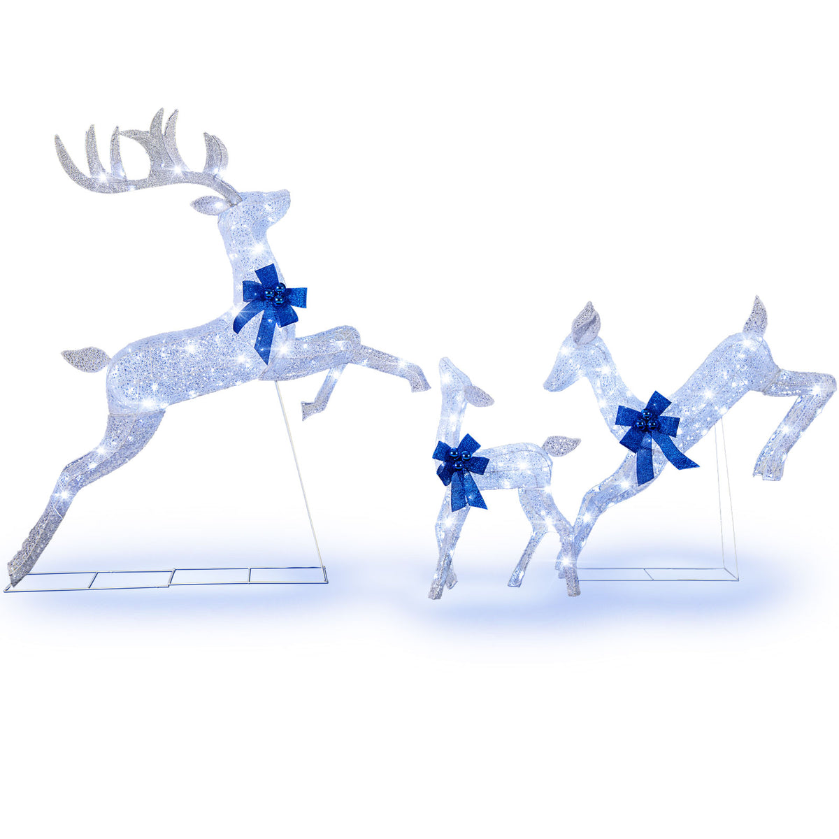 White 3-Piece Lighted Christmas Reindeer Family Set with 255 Lights - Indoor & Outdoor Decor