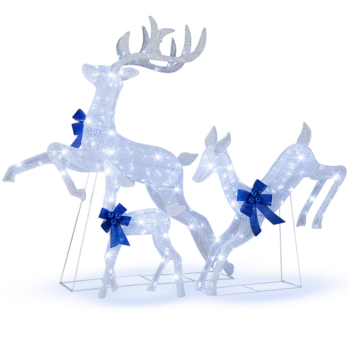 White 3-Piece Lighted Christmas Reindeer Family Set with 255 Lights - Indoor & Outdoor Decor