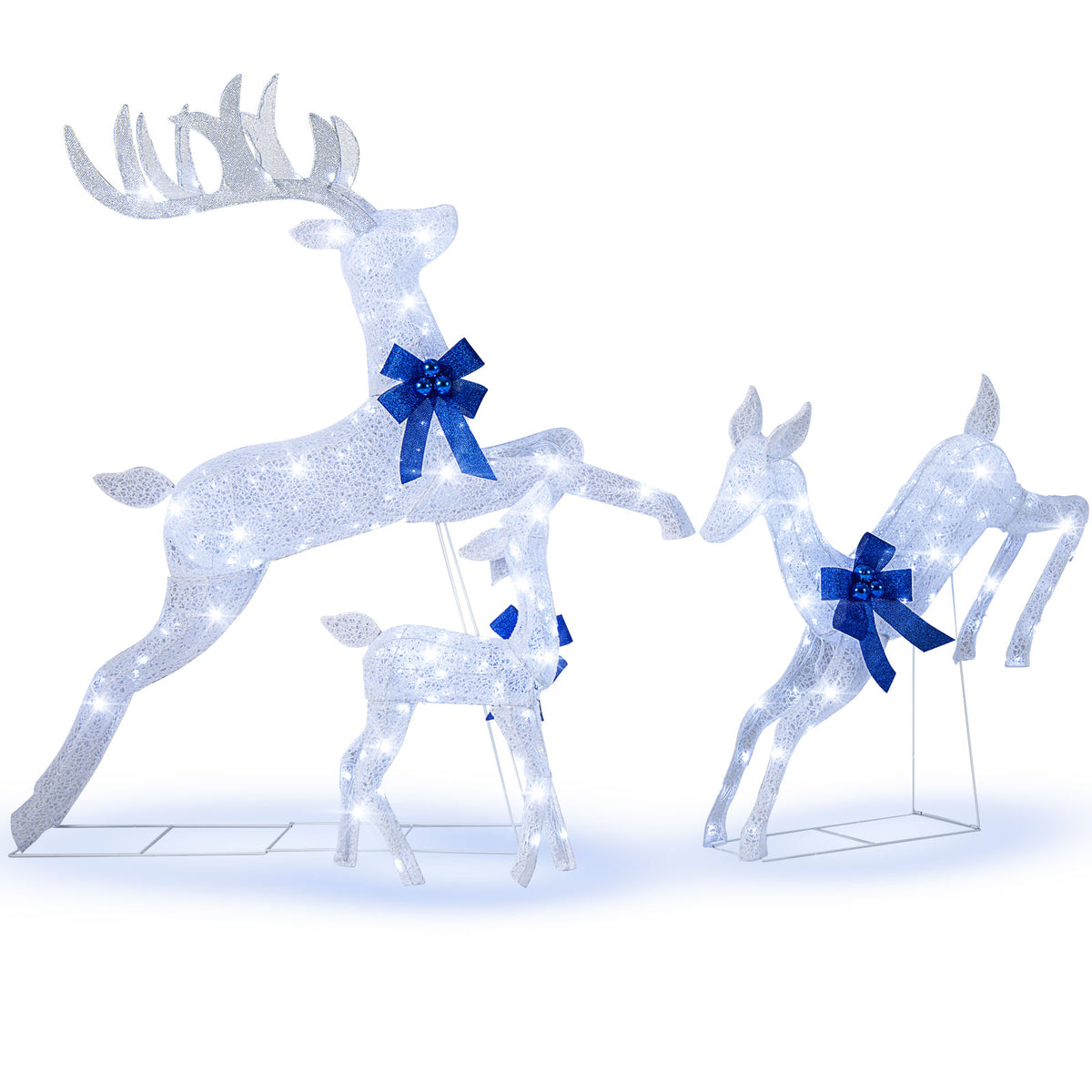 White 3-Piece Lighted Christmas Reindeer Family Set with 255 Lights - Indoor & Outdoor Decor