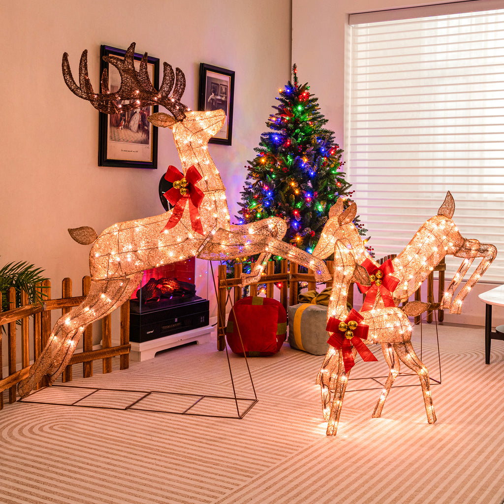 White 3-Piece Lighted Christmas Reindeer Family Set with 255 Lights - Indoor & Outdoor Decor