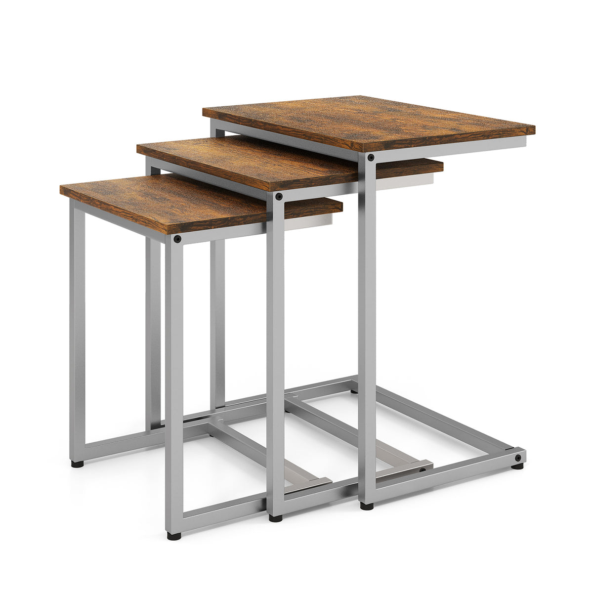 C-Shaped End Table Set of 2, Black - Indoor & Outdoor