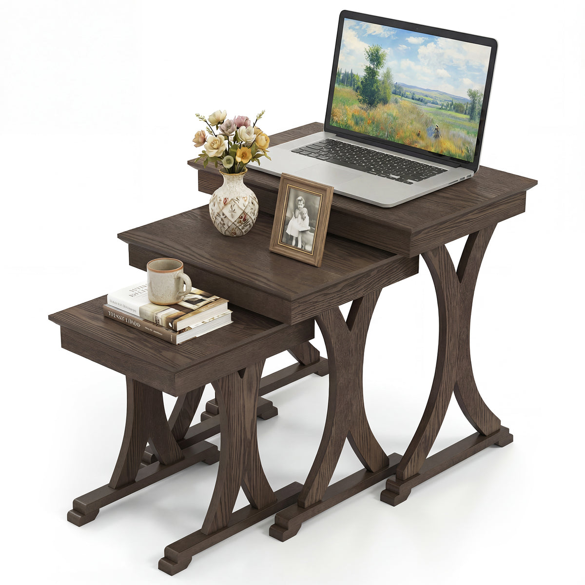 Bamboo Sofa Table with Storage Bag - End Table