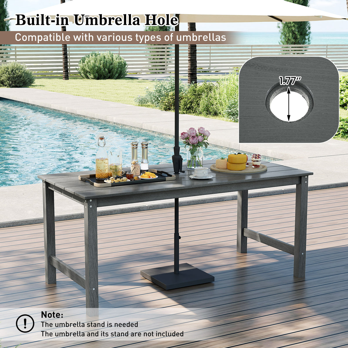 3-Piece Patio Dining Set with 2 Benches, Gray