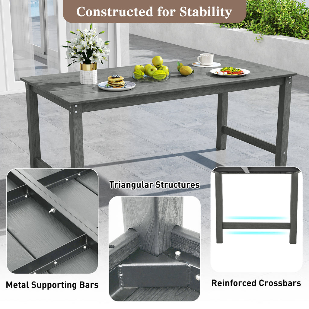 3-Piece Patio Dining Set with 2 Benches, Gray