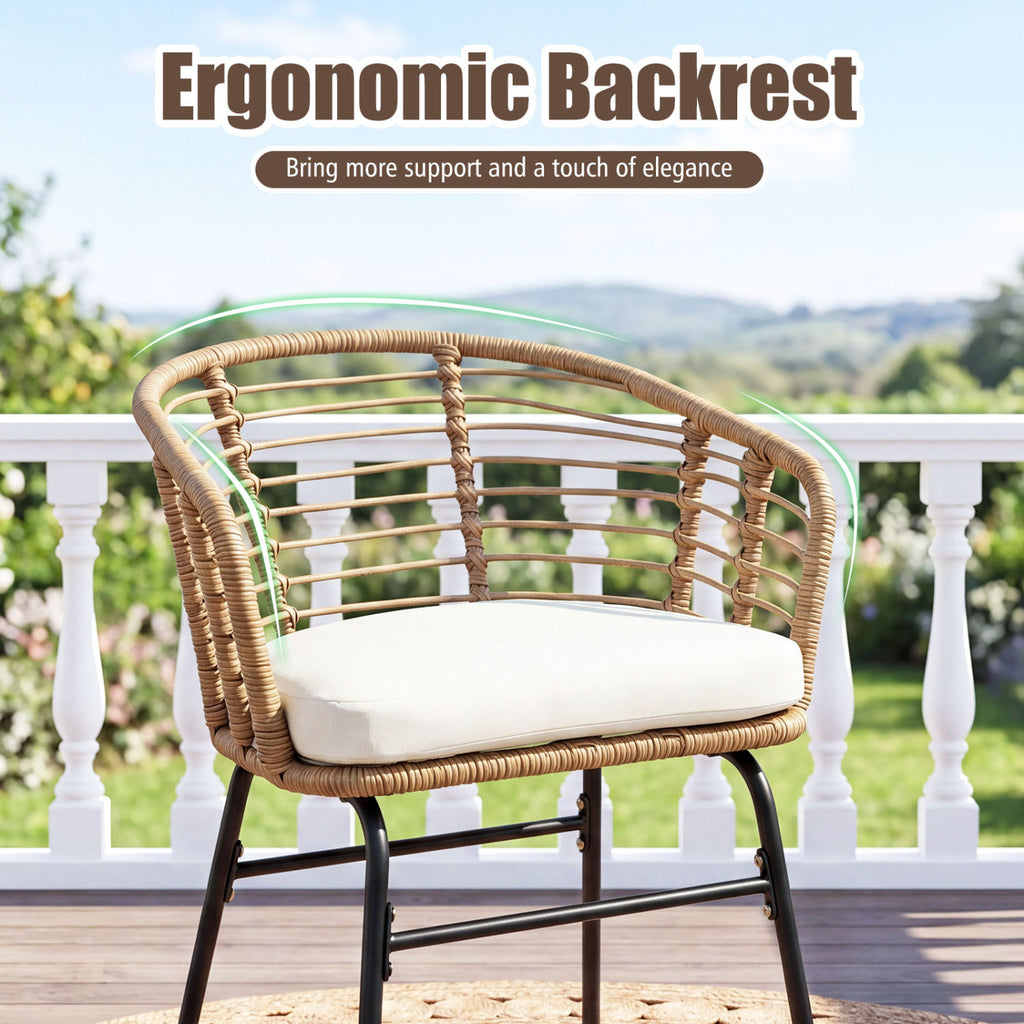 3 Pieces Outdoor Patio Furniture Set with Soft Cushions