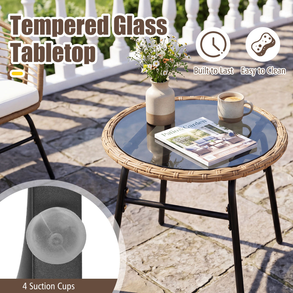 3 Pieces Outdoor Patio Furniture Set with Soft Cushions