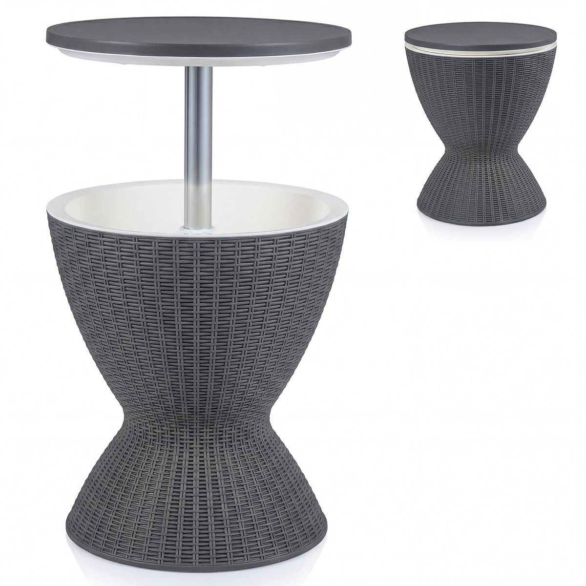 Outdoor Rattan Bar Table with Extendable Tabletop, Gray